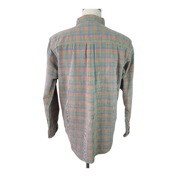 The Territory Ahead Green Red Orange Blue Corduroy Plaid Button Down Shirt Large - Picture 3 of 4